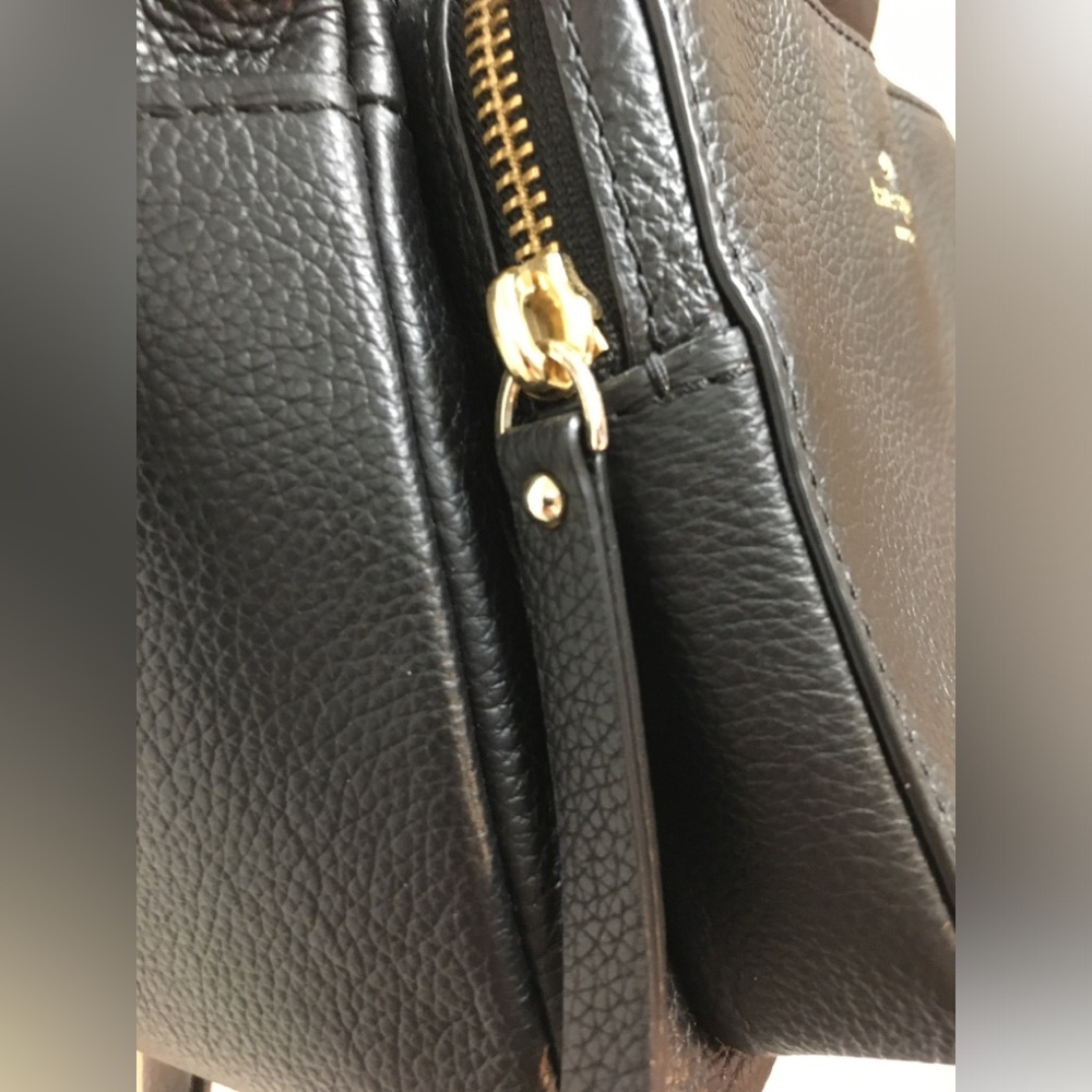 Kate Spade Cow Leather Zipper Backpack Black Gold Classic Preppy - Picture 6 of 15